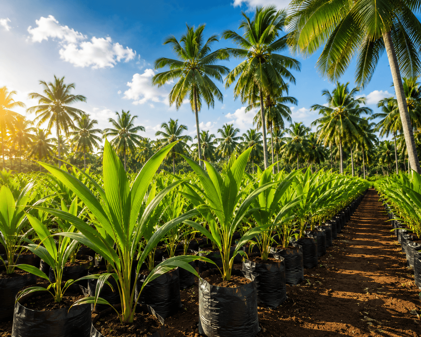Coconut farm and plants